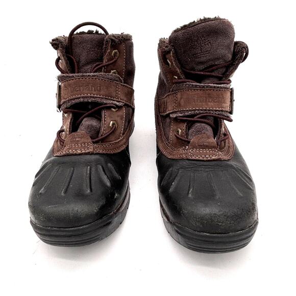 Timberland Mallard Boots Women Sz 6 Dark Brown Mid Bungee with Strap and Buckle - Picture 2 of 9